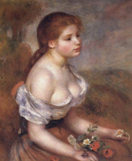 Pierre Renoir Young Girl with Daisies oil painting picture